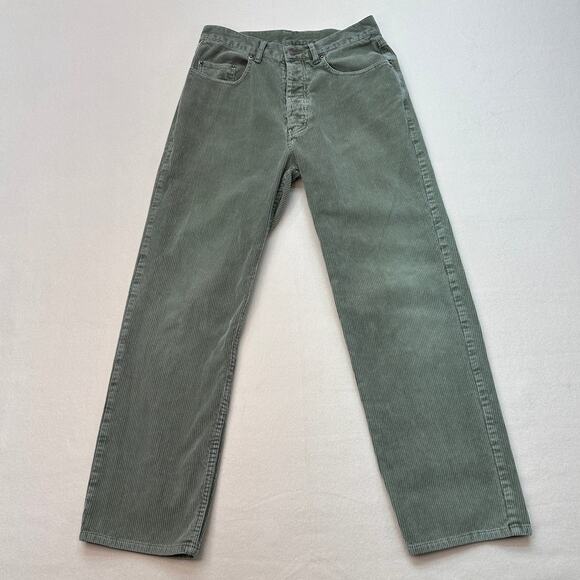 Gap Denim Corduroy Pant Mens 32x30 Green High Rise Button Up #151206-03-1 Cotton - Picture 1 of 10
